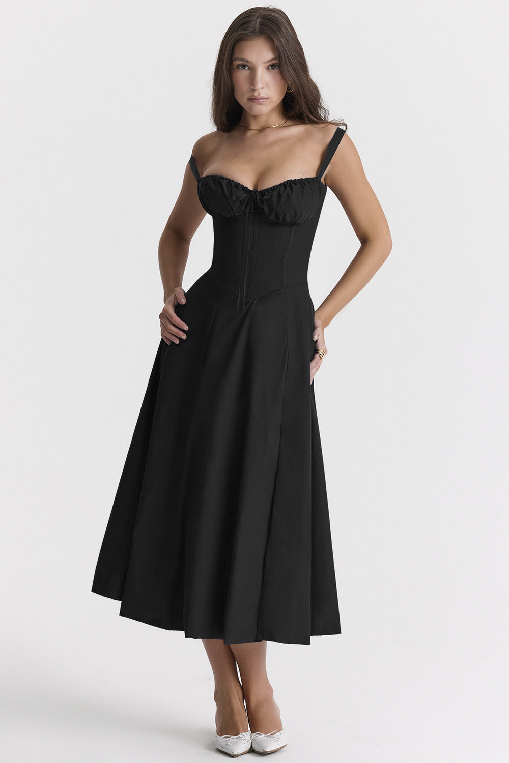 W&W Mode | Ärmellos Rückenkrawatte Midikleid Sonnenkleid
