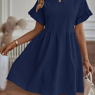 WW | Loose Fit Kurze Ärmel Rüschenkleid Kurzes Kleid
