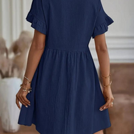 WW | Loose Fit Kurze Ärmel Rüschenkleid Kurzes Kleid