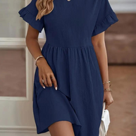 WW | Loose Fit Kurze Ärmel Rüschenkleid Kurzes Kleid