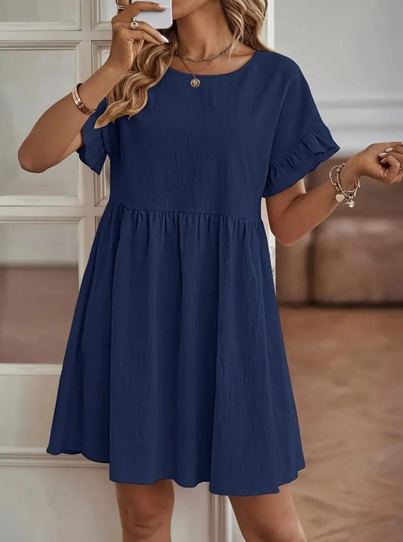 W&W Mode | Loose Fit Kurze Ärmel Rüschenkleid Kurzes Kleid