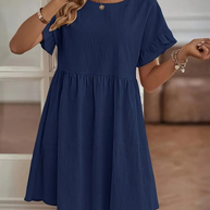 WW | Loose Fit Kurze Ärmel Rüschenkleid Kurzes Kleid