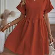 WW | Loose Fit Kurze Ärmel Rüschenkleid Kurzes Kleid