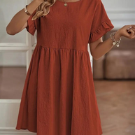 WW | Loose Fit Kurze Ärmel Rüschenkleid Kurzes Kleid