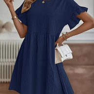 WW | Loose Fit Kurze Ärmel Rüschenkleid Kurzes Kleid