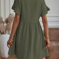WW | Loose Fit Kurze Ärmel Rüschenkleid Kurzes Kleid