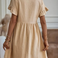 WW | Loose Fit Kurze Ärmel Rüschenkleid Kurzes Kleid