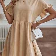 WW | Loose Fit Kurze Ärmel Rüschenkleid Kurzes Kleid