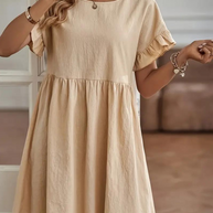 WW | Loose Fit Kurze Ärmel Rüschenkleid Kurzes Kleid