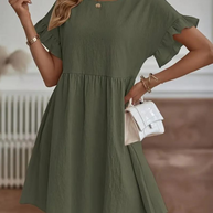WW | Loose Fit Kurze Ärmel Rüschenkleid Kurzes Kleid