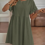 WW | Loose Fit Kurze Ärmel Rüschenkleid Kurzes Kleid