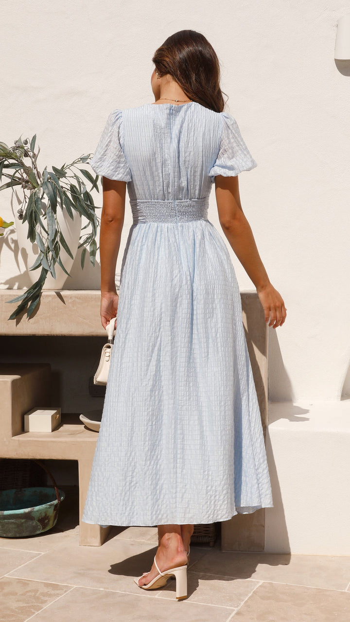 W&W Mode | V Ausschnitt Puffärmel Maxikleid Sommerkleider