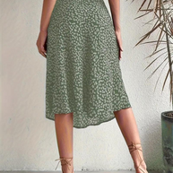 WW | Sommerrock, floral, geteilt, Midi-Rock, Rock mit hoher Taille