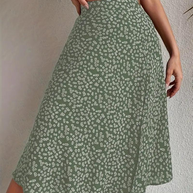 WW | Sommerrock, floral, geteilt, Midi-Rock, Rock mit hoher Taille