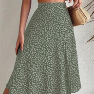 WW | Sommerrock, floral, geteilt, Midi-Rock, Rock mit hoher Taille