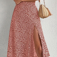 WW | Sommerrock, floral, geteilt, Midi-Rock, Rock mit hoher Taille