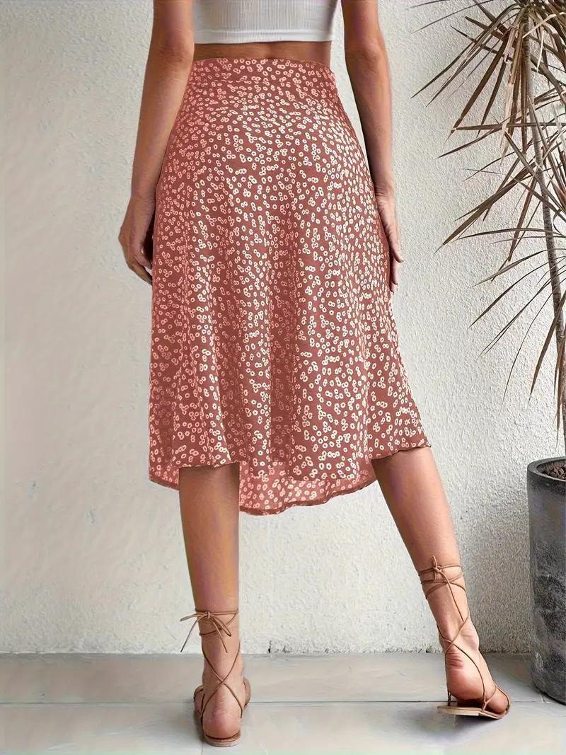 WW | Sommerrock, floral, geteilt, Midi-Rock, Rock mit hoher Taille