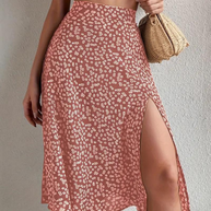 WW | Sommerrock, floral, geteilt, Midi-Rock, Rock mit hoher Taille