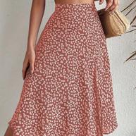 WW | Sommerrock, floral, geteilt, Midi-Rock, Rock mit hoher Taille