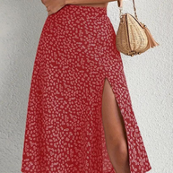 WW | Sommerrock, floral, geteilt, Midi-Rock, Rock mit hoher Taille