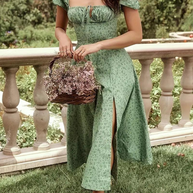 WW | Blumendruck Puffärmel Sommerkleid Maxikleid