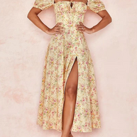 WW | Blumendruck Puffärmel Sommerkleid Maxikleid