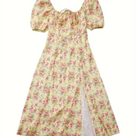 WW | Blumendruck Puffärmel Sommerkleid Maxikleid