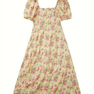 WW | Blumendruck Puffärmel Sommerkleid Maxikleid
