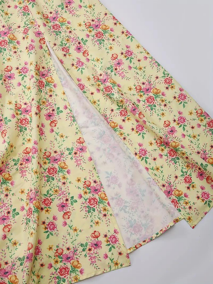 W&W Mode | Blumendruck Puffärmel Sommerkleid Maxikleid