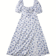 WW | Blumendruck Puffärmel Sommerkleid Maxikleid