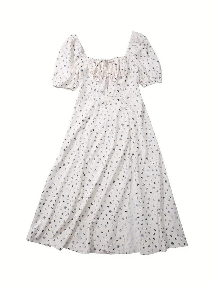 W&W Mode | Blumendruck Puffärmel Sommerkleid Maxikleid