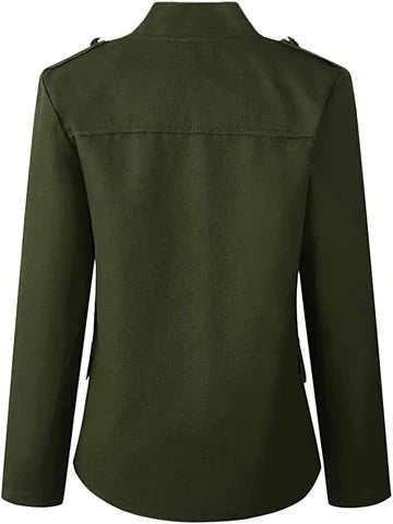 Rückansicht des armeegrün blazer mit stehkragen