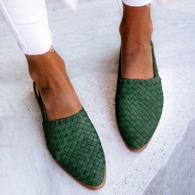 WW | zulaufende Schuhe hinten offen Schnallenriemen WW | zulaufende Flats Damenschuhe