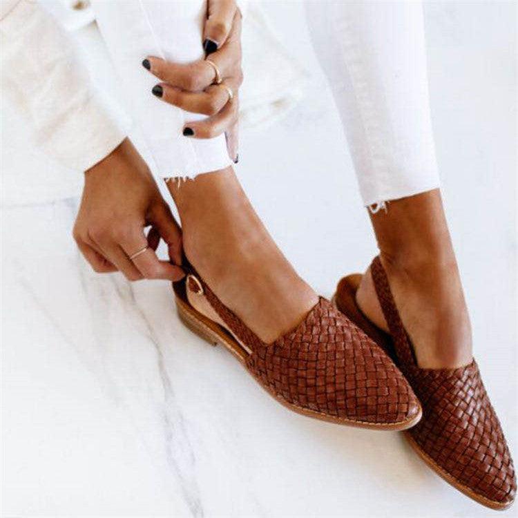 WW | zulaufende Schuhe hinten offen Schnallenriemen WW | zulaufende Flats Damenschuhe