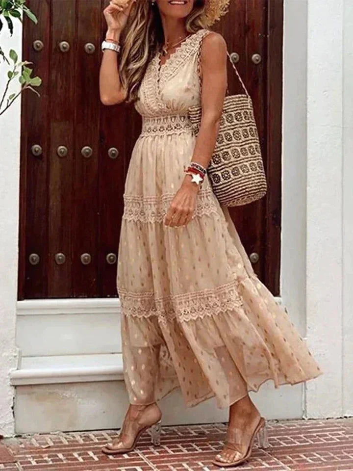 W&W Mode | Ärmellos V-Ausschnitt Maxikleid Sommerkleid