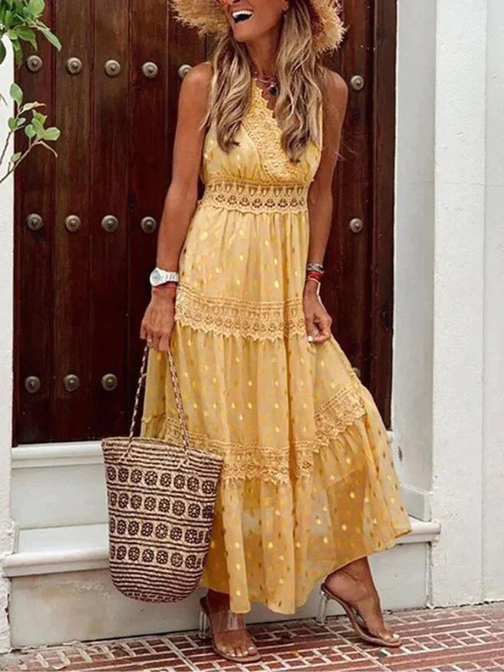 W&W Mode | Ärmellos V-Ausschnitt Maxikleid Sommerkleid