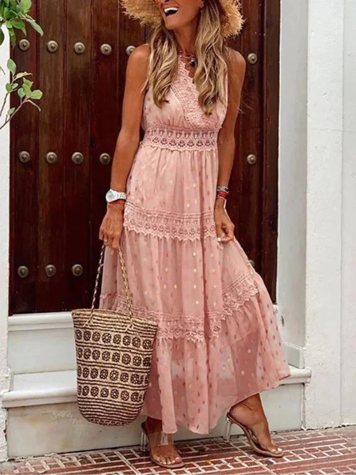 W&W Mode | Ärmellos V-Ausschnitt Maxikleid Sommerkleid