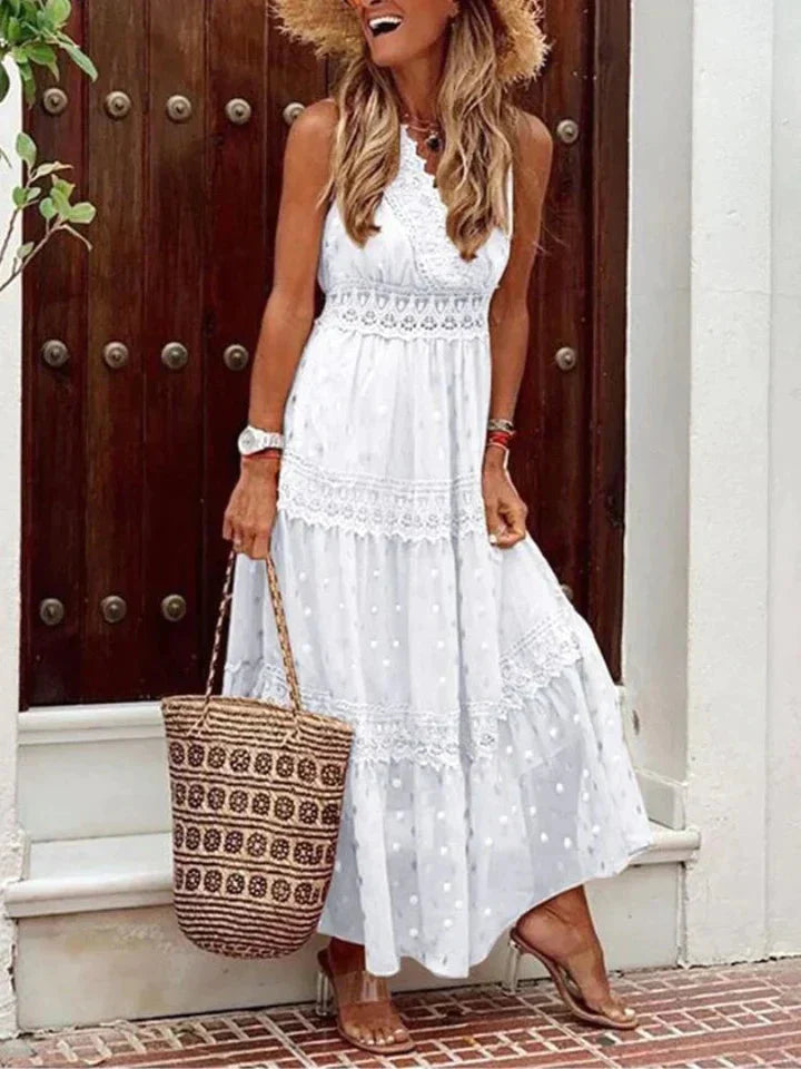 W&W Mode | Ärmellos V-Ausschnitt Maxikleid Sommerkleid