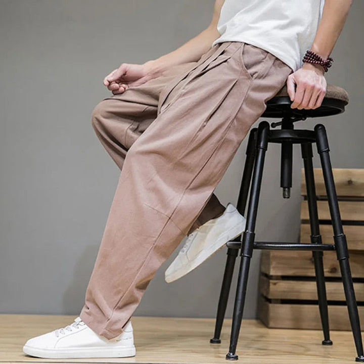 Herren Lässige Leinenhose In Taupe Farbe