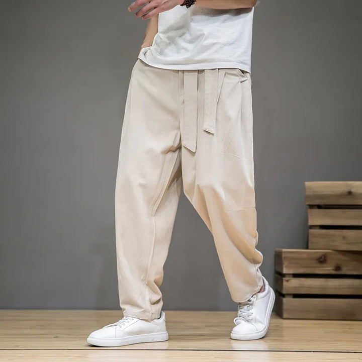 Herren Lässige Leinenhose In Taupe Farbe