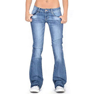 WW - Damen Low Rise Flared Jeans: Lässige Vintage Skinny Bell Bottom Jeans