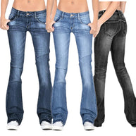 WW - Damen Low Rise Flared Jeans: Lässige Vintage Skinny Bell Bottom Jeans