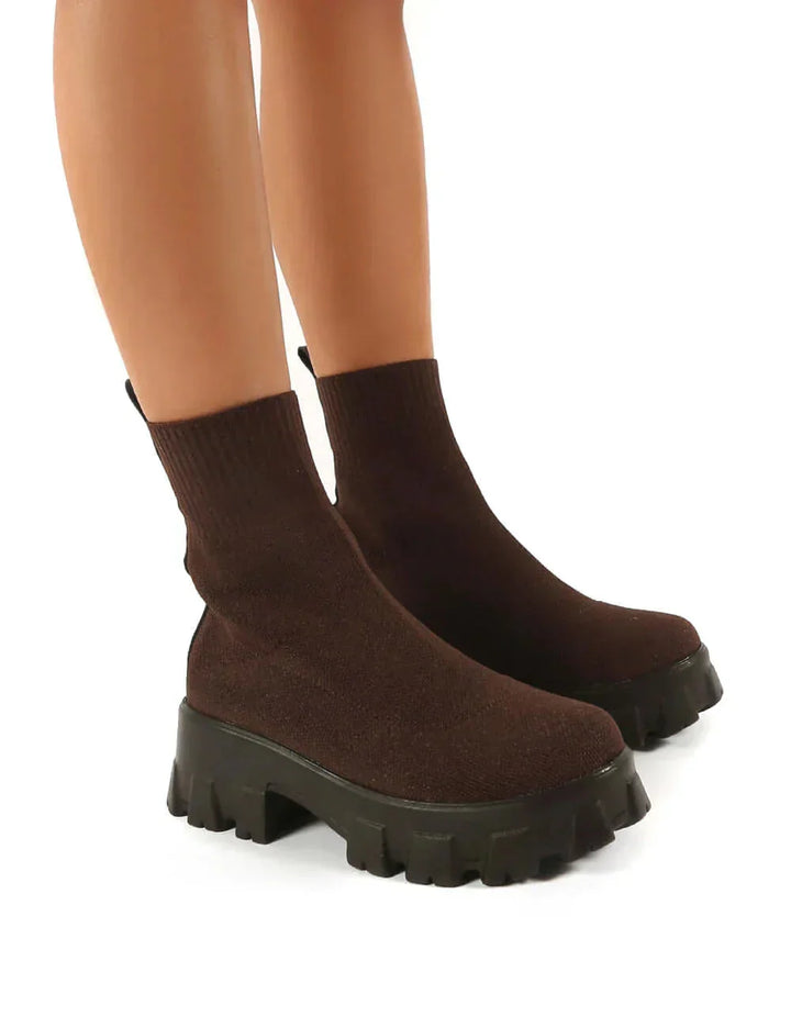 W&W Mode | Klobig Plateau Sockenstiefel Damenstiefel