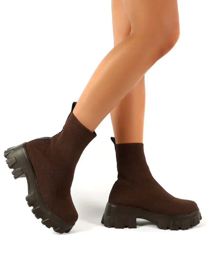 W&W Mode | Klobig Plateau Sockenstiefel Damenstiefel