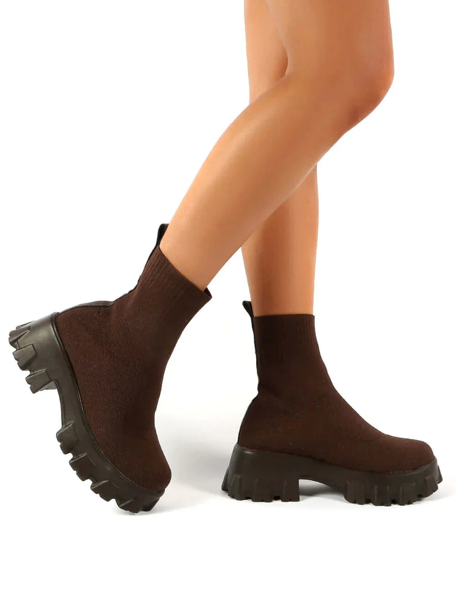 WW | Klobig Plateau Sockenstiefel Damenstiefel