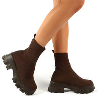 WW | Klobig Plateau Sockenstiefel Damenstiefel