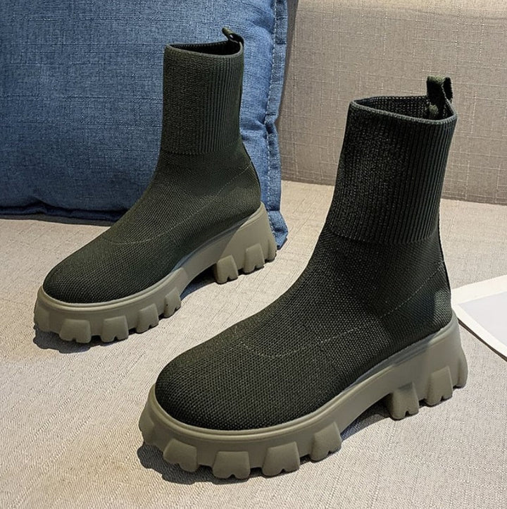 W&W Mode | Klobig Plateau Sockenstiefel Damenstiefel