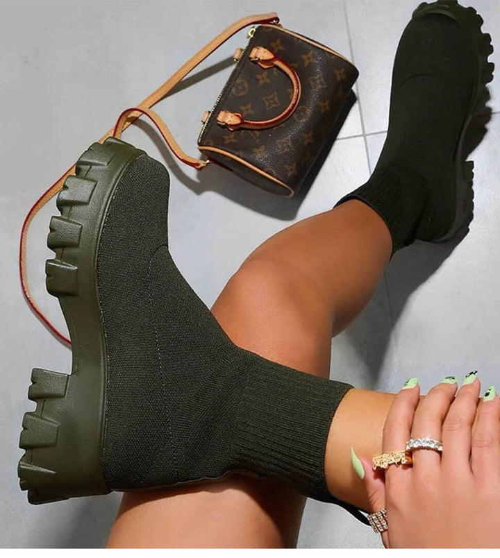W&W Mode | Klobig Plateau Sockenstiefel Damenstiefel