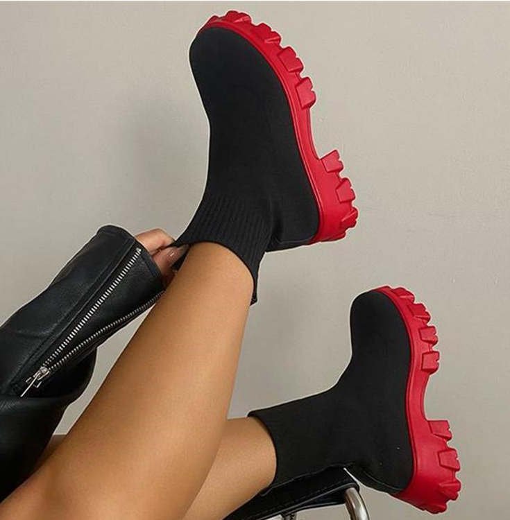 W&W Mode | Klobig Plateau Sockenstiefel Damenstiefel