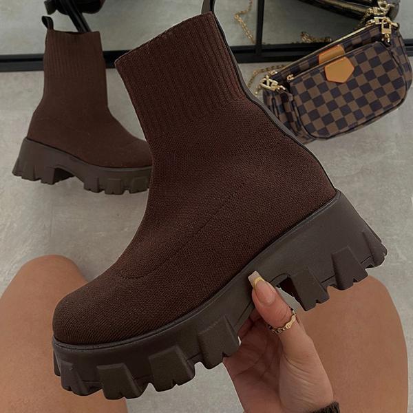 W&W Mode | Klobig Plateau Sockenstiefel Damenstiefel